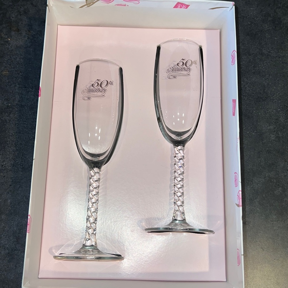 50th Anniversary glasses. Set of two